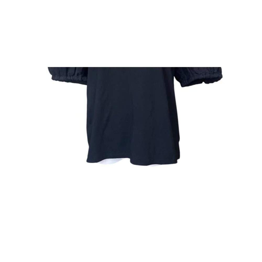 Express Womens Puff Sleeve Peasant Top Size L NWT Cotton Cottagecore Lagenlook - Picture 3 of 11